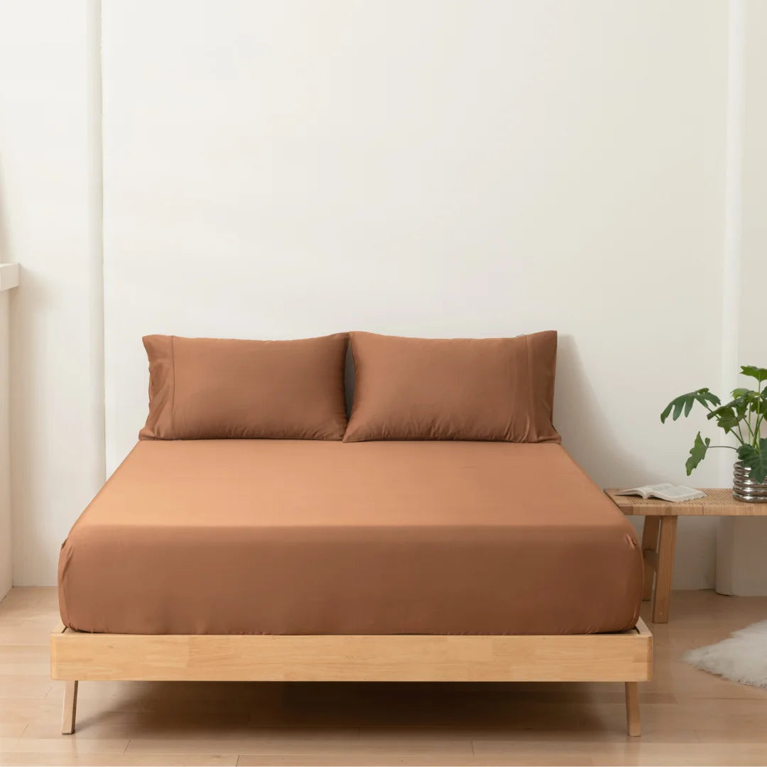 Terracotta Bamboo Fitted Sheet Deepsided, soft and breathable Linenly