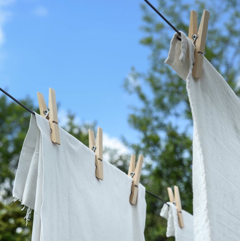 bamboo beddings hanging in the washing line to air dry