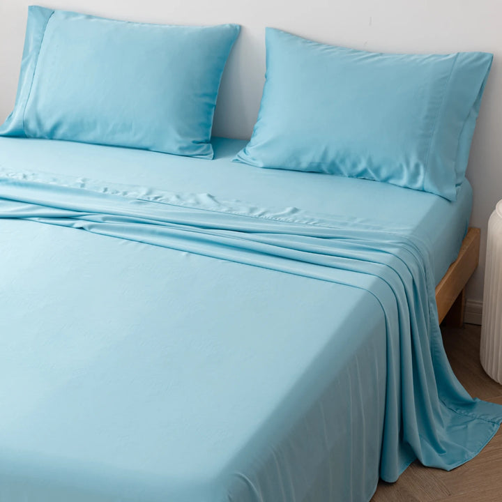 Bamboo Pillowcase Set - Aqua Blue-Pillowcase Set-Linenly-Standard-Linenly